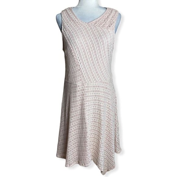 CATO Dress V-Neck Fit-n-Flare Light Pink Cream Asymmetrical Hem Women's Size 14 - Picture 9 of 9
